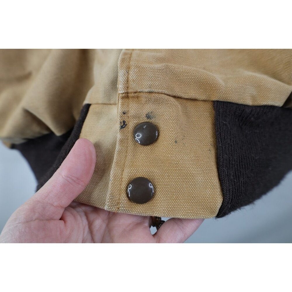 Vtg 90s Y2K Streetwear Mens XL Quilted Canvas Hooded Bomber Jacket Duck Brown - Picture 6 of 16